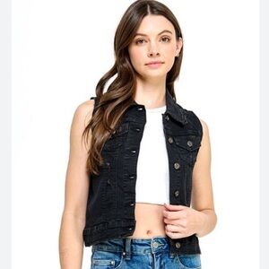NWOT 7 For All Mankind Women's Distressed Sleeveless Denim Jacket